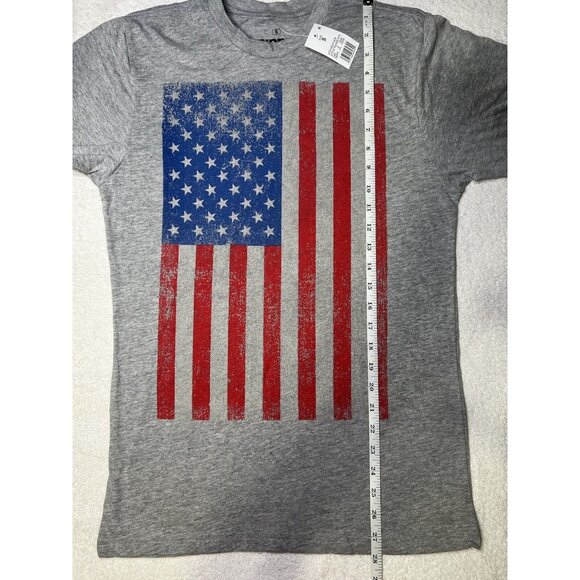 NEW USA American Flag T-Shirt Ripple Junction SMALL Gray Patriotic Tee NWT - Picture 1 of 3